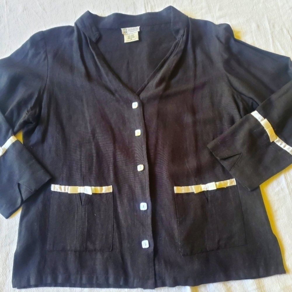 Glenmont Design Vintage 50/50‎ Linen Cotton 2 pc Sz S Suit Skirt Set w Pockets